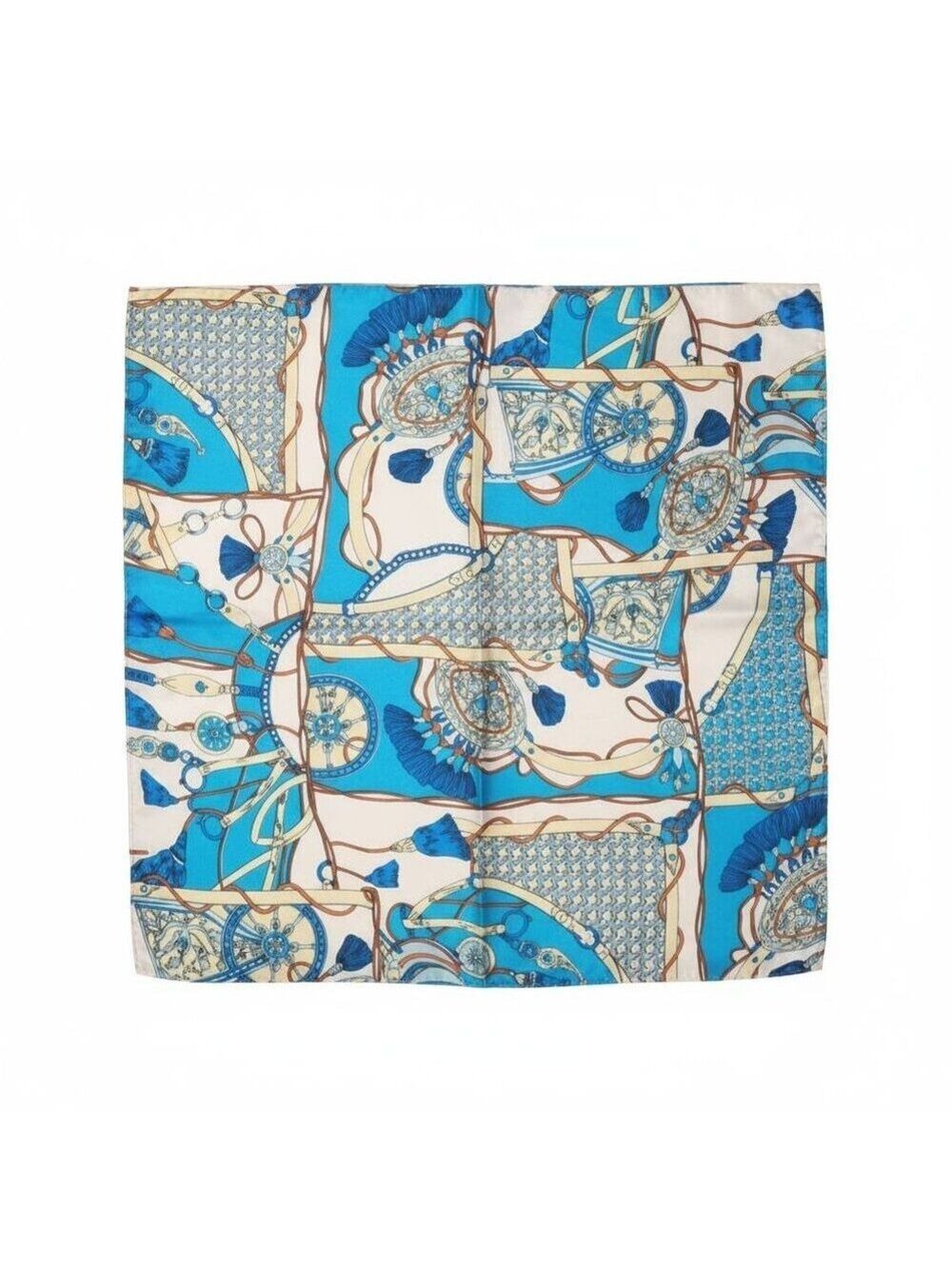 Turquoise Blue Equestrian Satin Scarf 20x20 Hair Tie Neck Wrist Wrap